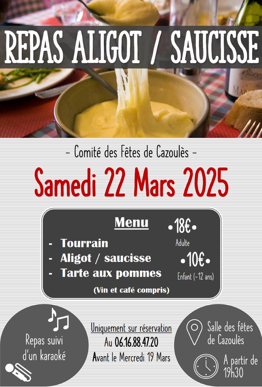 repas aligot saucisse